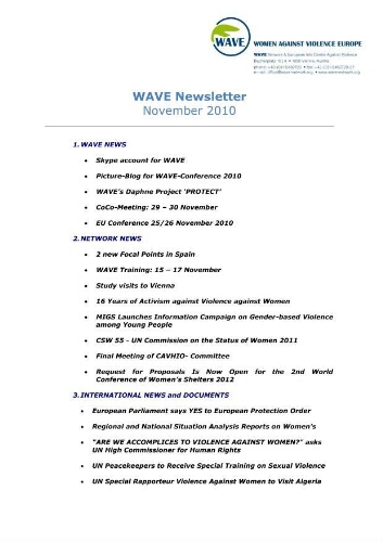 WAVE newsletter [2010], 45 (November)