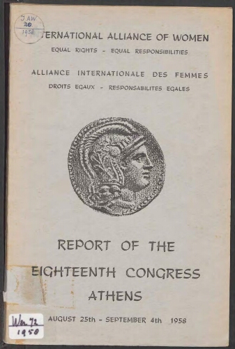 Report of the eighteenth congress Athens, august 25th - september 4th, 1958