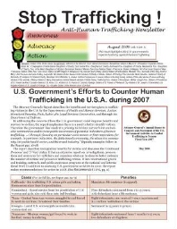 Stop trafficking! Anti-human trafficking newsletter [2008], 8 (Aug)