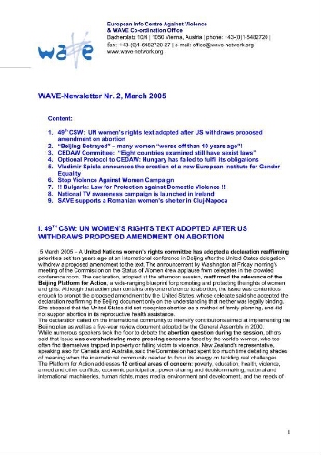 WAVE newsletter [2005], 2 (March)