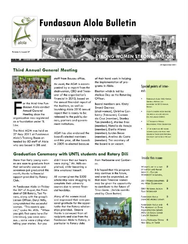 Fundasaun Alola bulletin [2011], 27 (September)
