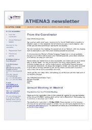 Athena newsletter [2008], Special edition