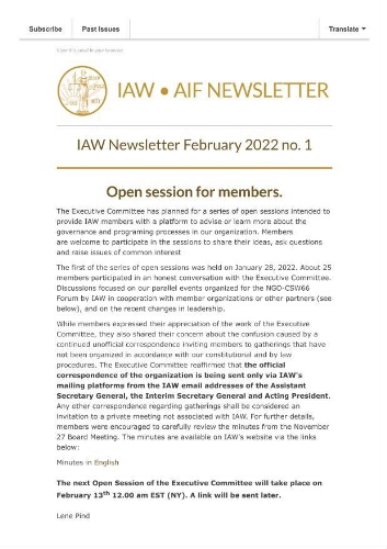 IAW newsletter [2022], 1 (February)