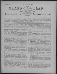 Maandblad van de Vereeniging voor Vrouwenkiesrecht  1915, jrg 19, no 8 [1915], 8
