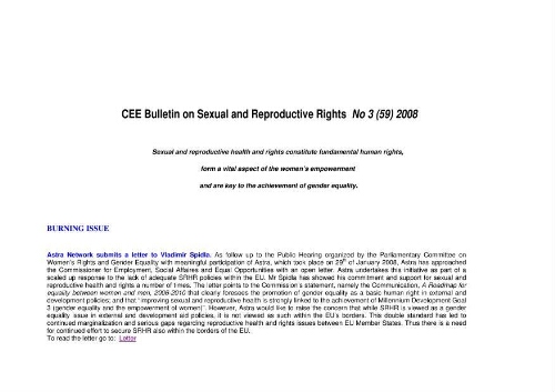CEE Bulletin on sexual and reproductive rights [2008], 3 (59)