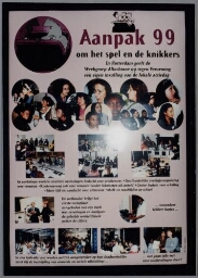 Aankondiging lokale actiedag 'Aanpak 99', georganiseerd door de Werkgroep Allochtone vrouwen tegen verarming. 1999