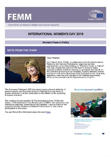 FEMM newsletter [2019], International Women's Day