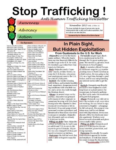 Stop trafficking! Anti-human trafficking newsletter [2015], 11 (November)