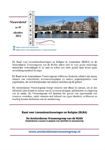 Nieuwsbrief van de vrouwengroep en de Raad voor  Levensbeschouwingen en Religies te Amsterdam [2011]