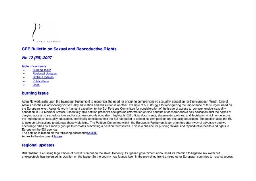 CEE Bulletin on sexual and reproductive rights [2007], 12 (56)