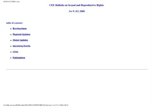 CEE Bulletin on sexual and reproductive rights [2006], 9 (43)