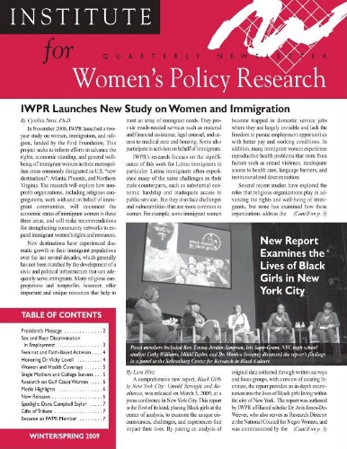 Institute for Women's Policy Research [2009], Winter/Spring