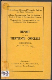Report of the thirteenth congress Copenhagen july 8th to 14th 1939
