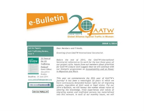 GAATW E-Bulletin [2014], 1