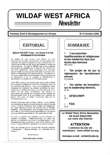 Wildaf West Africa newsletter [2002], 12 (Octobre)