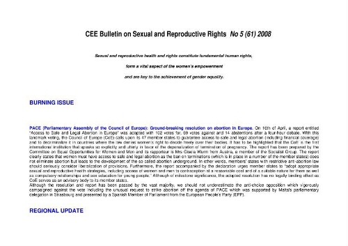 CEE Bulletin on sexual and reproductive rights [2008], 5 (61)