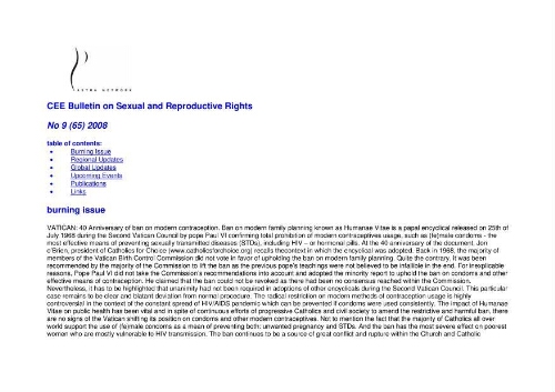 CEE Bulletin on sexual and reproductive rights [2008], 9 (65)