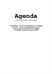 Agenda [2003], Sommersemester