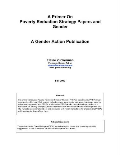 A primer on poverty reduction strategy papers and gender