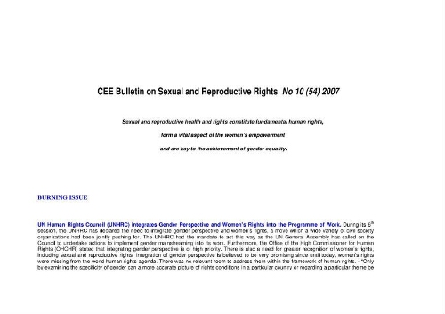 CEE Bulletin on sexual and reproductive rights [2007], 10 (54)