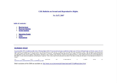CEE Bulletin on sexual and reproductive rights [2007], 3 (47)