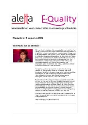 Nieuwsbrief Aletta E-Quality [2012], augustus