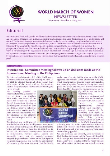 Newsletter World March of Women [2012], 2 (May)