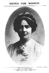 Briefkaart met portret van Theresa Billington-Greig. 191??