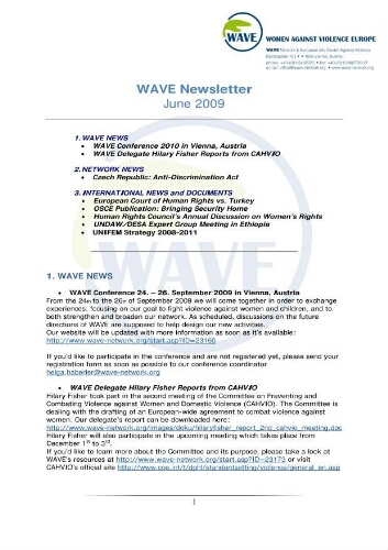 WAVE newsletter [2009], 28 (June)