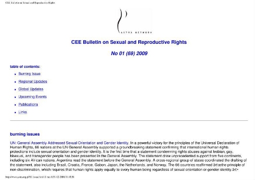 CEE Bulletin on sexual and reproductive rights [2009], 1 (69)
