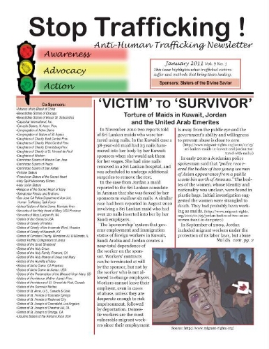 Stop trafficking! Anti-human trafficking newsletter [2011], 1 (January)