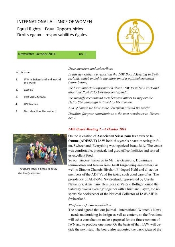 IAW newsletter [2014], 2 (October)