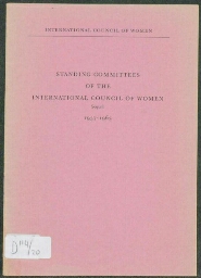 Standing committees of the International Council of Women: Sequel 1957-1963