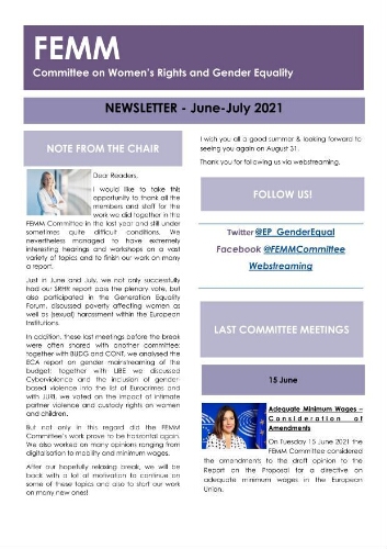 FEMM newsletter [2021], June-July