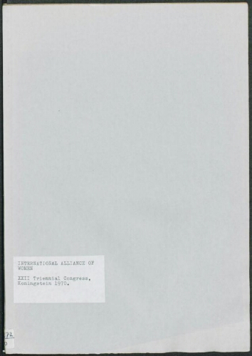 Report of  the XXII triennial congress, Königstein, 1970
