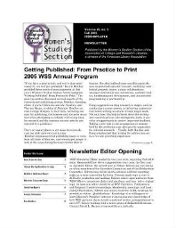Women's Studies Section Newsletter [2005], 2 (Fall)