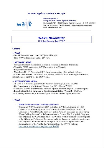 WAVE newsletter [2007], 10 (Oct/Nov)