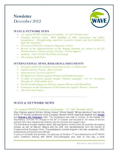 WAVE newsletter [2012], 69 (December)