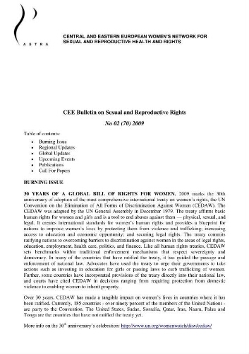 CEE Bulletin on sexual and reproductive rights [2009], 2 (70)