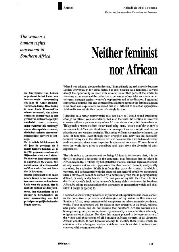 Neither feminist nor African