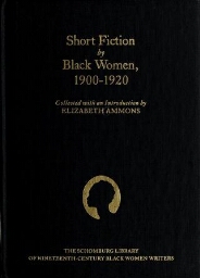 Short fiction by black women, 1900-1920