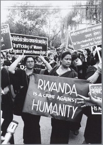 'Stil protest' tegen alle vormen van geweld tegen vrouwen tijdens de Wereldvrouwenconferentie in China van NGO's 1995