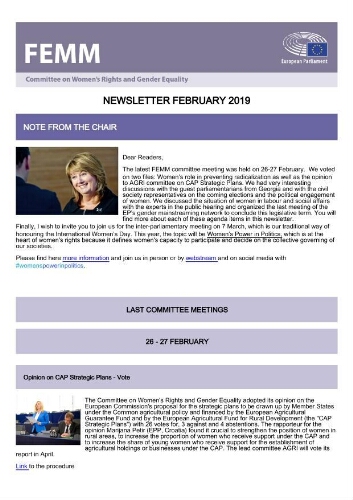 FEMM newsletter [2019], February