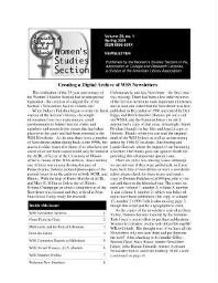 Women's Studies Section Newsletter [2009], 1 (Spring)