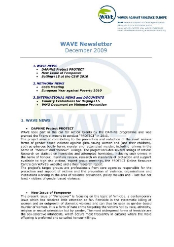 WAVE newsletter [2009], 34 (December)