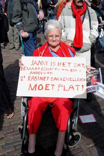 Actie van platform 'Keer 't Tij' tegen de kabinetsplannen die op Prinsjesdag werden gepresenteerd 2005
