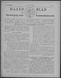 Maandblad van de Vereeniging voor Vrouwenkiesrecht  1915, jrg 19, no 10 [1915], 10