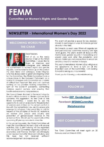 FEMM newsletter [2022], International Women’s Day