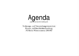 Agenda [2004/05], Wintersemester