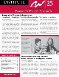 Institute for Women's Policy Research [2012], Summer/Fall